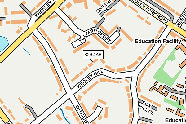 B29 4AB map - OS OpenMap – Local (Ordnance Survey)