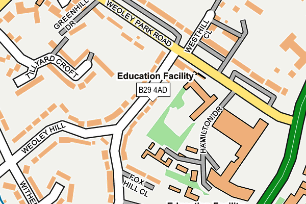 B29 4AD map - OS OpenMap – Local (Ordnance Survey)