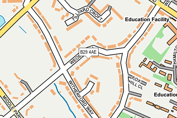B29 4AE map - OS OpenMap – Local (Ordnance Survey)