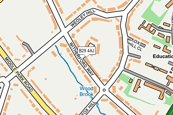 B29 4AJ map - OS OpenMap – Local (Ordnance Survey)