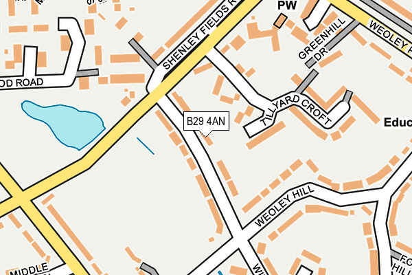 B29 4AN map - OS OpenMap – Local (Ordnance Survey)