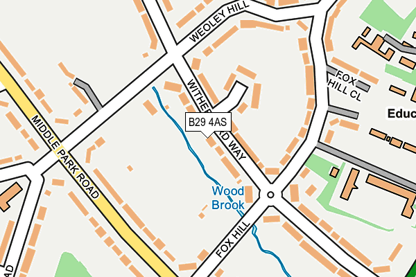 B29 4AS map - OS OpenMap – Local (Ordnance Survey)