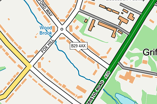 B29 4AX map - OS OpenMap – Local (Ordnance Survey)