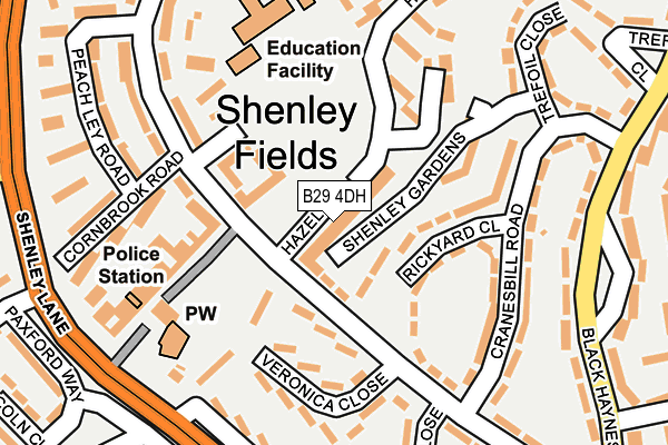 B29 4DH map - OS OpenMap – Local (Ordnance Survey)