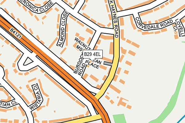 B29 4EL map - OS OpenMap – Local (Ordnance Survey)