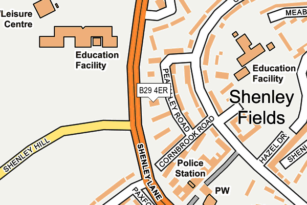 B29 4ER map - OS OpenMap – Local (Ordnance Survey)