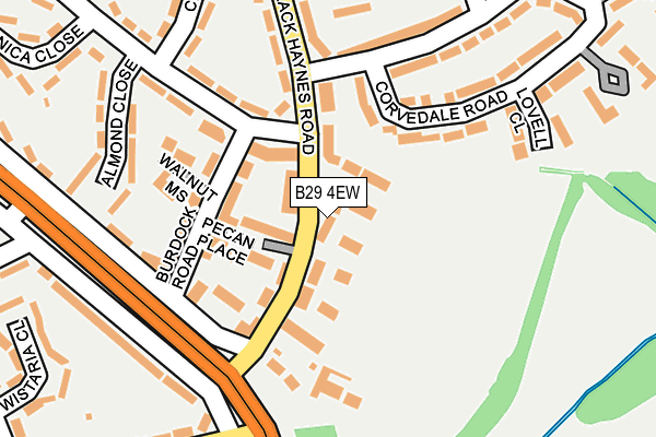 B29 4EW map - OS OpenMap – Local (Ordnance Survey)