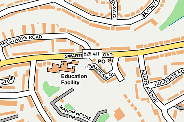 B29 4JT map - OS OpenMap – Local (Ordnance Survey)