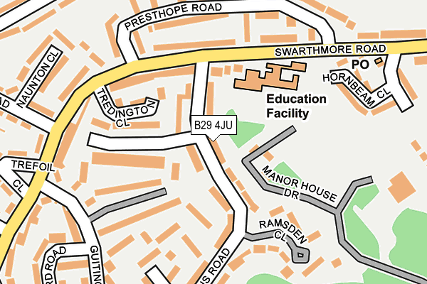 B29 4JU map - OS OpenMap – Local (Ordnance Survey)