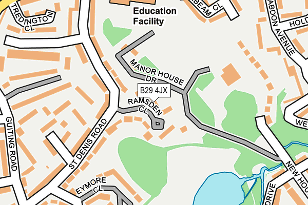 B29 4JX map - OS OpenMap – Local (Ordnance Survey)