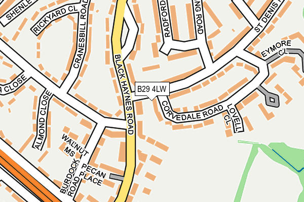 B29 4LW map - OS OpenMap – Local (Ordnance Survey)