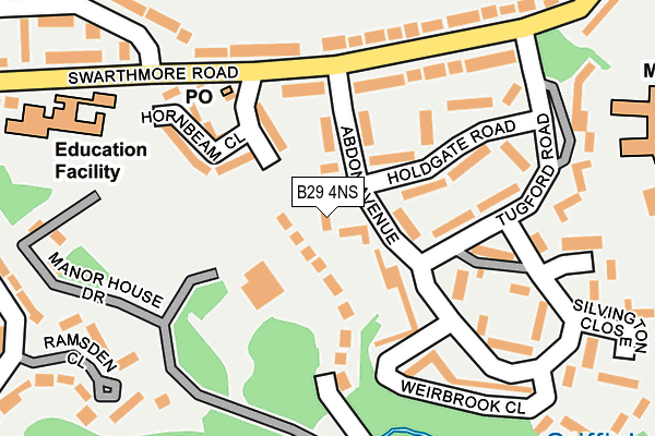 B29 4NS map - OS OpenMap – Local (Ordnance Survey)