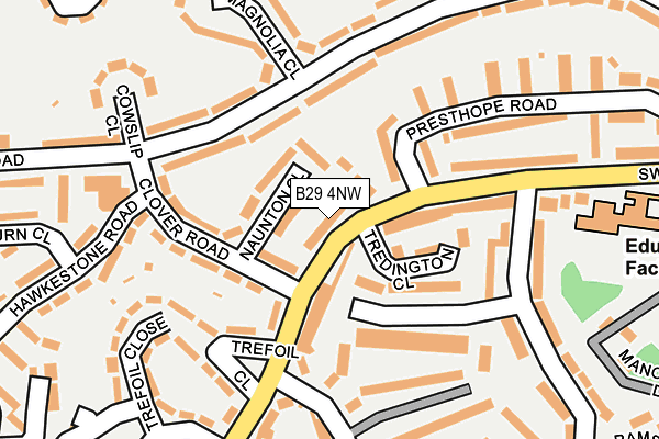 B29 4NW map - OS OpenMap – Local (Ordnance Survey)