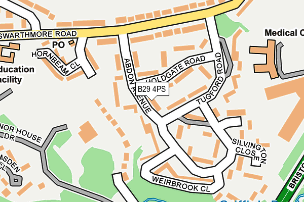 B29 4PS map - OS OpenMap – Local (Ordnance Survey)
