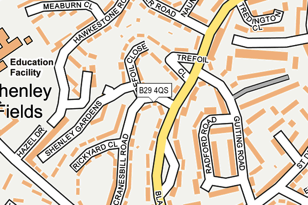B29 4QS map - OS OpenMap – Local (Ordnance Survey)