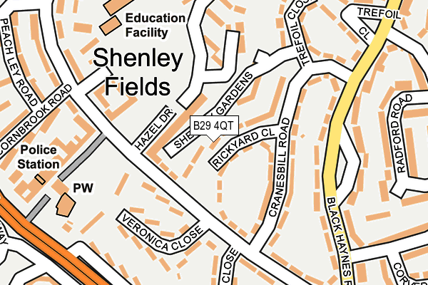 B29 4QT map - OS OpenMap – Local (Ordnance Survey)