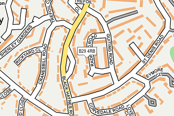 B29 4RB map - OS OpenMap – Local (Ordnance Survey)