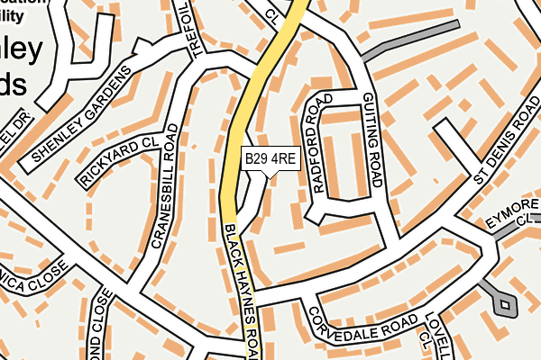 B29 4RE map - OS OpenMap – Local (Ordnance Survey)