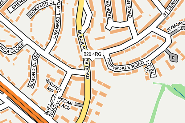 B29 4RG map - OS OpenMap – Local (Ordnance Survey)