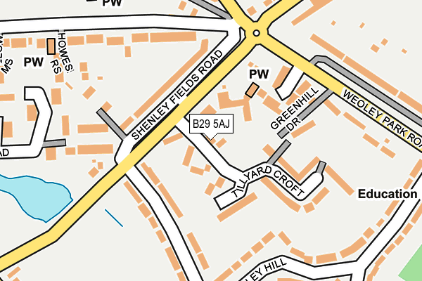 B29 5AJ map - OS OpenMap – Local (Ordnance Survey)