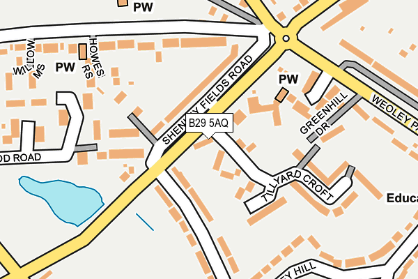 B29 5AQ map - OS OpenMap – Local (Ordnance Survey)