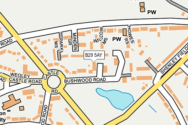 B29 5AY map - OS OpenMap – Local (Ordnance Survey)