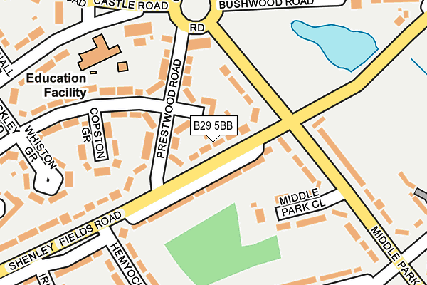 B29 5BB map - OS OpenMap – Local (Ordnance Survey)