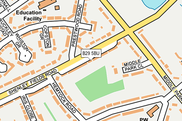 B29 5BU map - OS OpenMap – Local (Ordnance Survey)