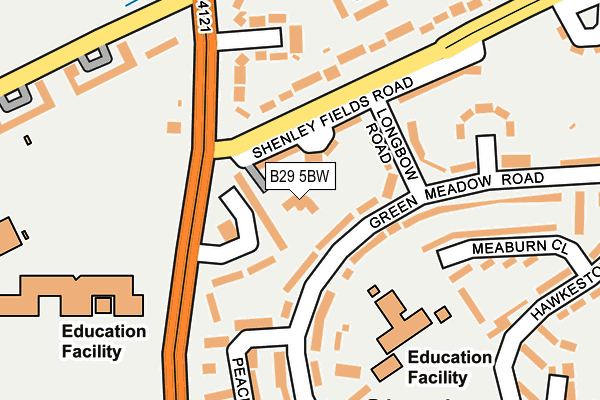 B29 5BW map - OS OpenMap – Local (Ordnance Survey)