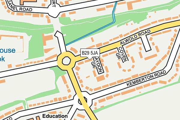 B29 5JA map - OS OpenMap – Local (Ordnance Survey)