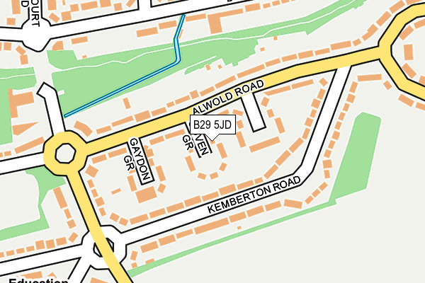 B29 5JD map - OS OpenMap – Local (Ordnance Survey)