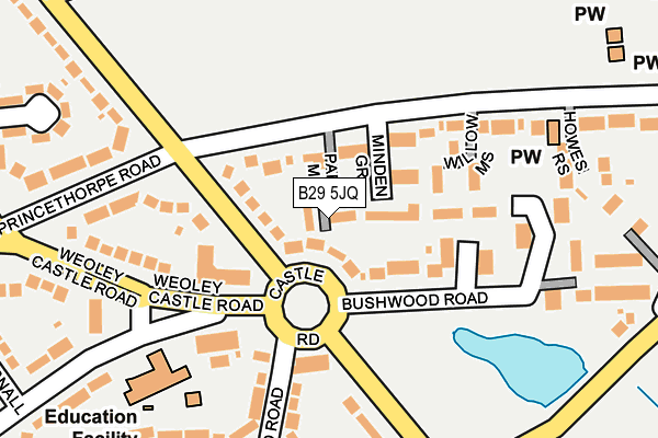 B29 5JQ map - OS OpenMap – Local (Ordnance Survey)