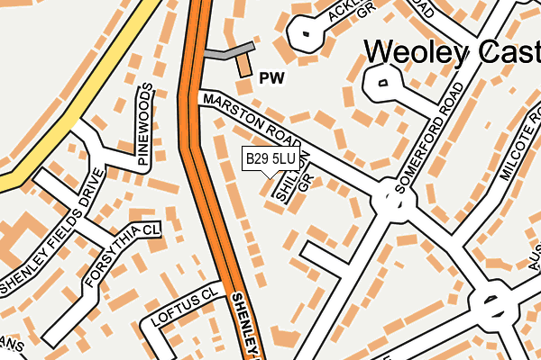 B29 5LU map - OS OpenMap – Local (Ordnance Survey)