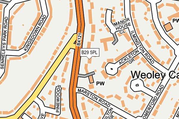 B29 5PL map - OS OpenMap – Local (Ordnance Survey)