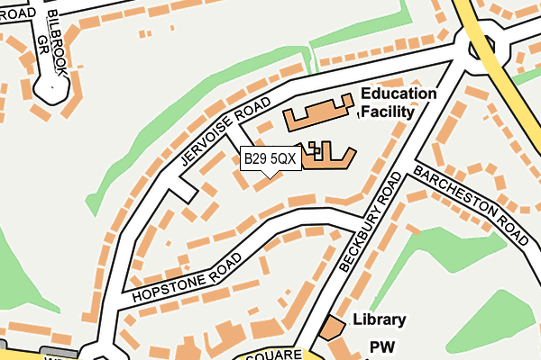 B29 5QX map - OS OpenMap – Local (Ordnance Survey)
