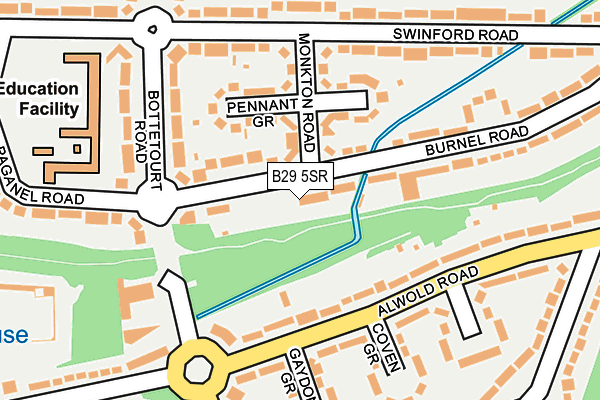 B29 5SR map - OS OpenMap – Local (Ordnance Survey)