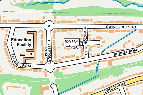 B29 5SY map - OS OpenMap – Local (Ordnance Survey)