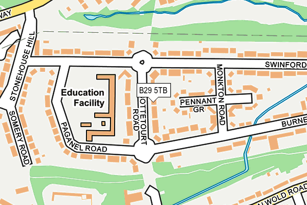 B29 5TB map - OS OpenMap – Local (Ordnance Survey)