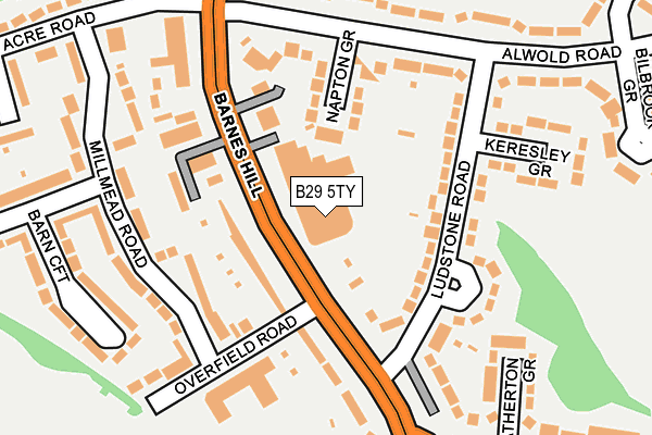 B29 5TY map - OS OpenMap – Local (Ordnance Survey)