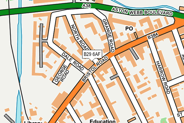 B29 6AF map - OS OpenMap – Local (Ordnance Survey)