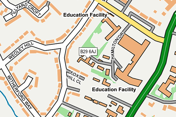B29 6AJ map - OS OpenMap – Local (Ordnance Survey)