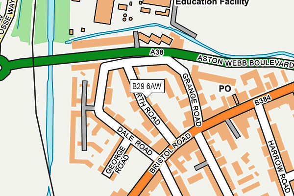 B29 6AW map - OS OpenMap – Local (Ordnance Survey)