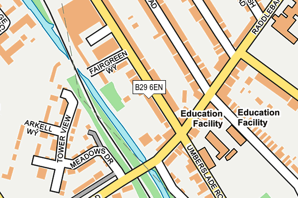 B29 6EN map - OS OpenMap – Local (Ordnance Survey)