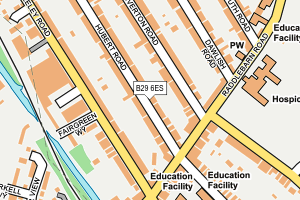 B29 6ES map - OS OpenMap – Local (Ordnance Survey)