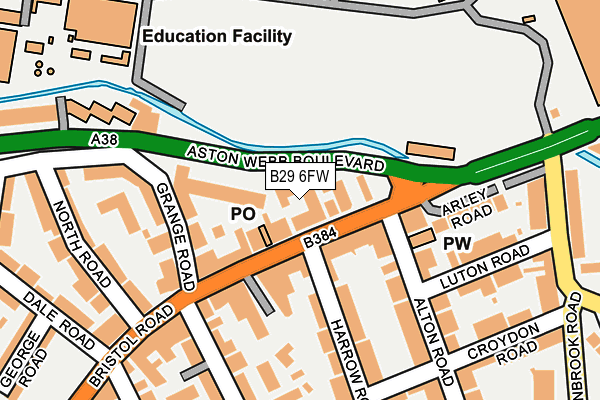 B29 6FW map - OS OpenMap – Local (Ordnance Survey)