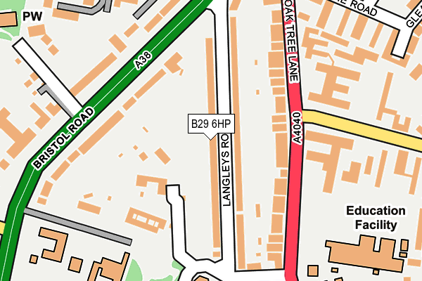 B29 6HP map - OS OpenMap – Local (Ordnance Survey)