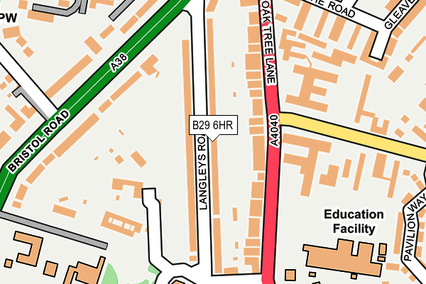 B29 6HR map - OS OpenMap – Local (Ordnance Survey)