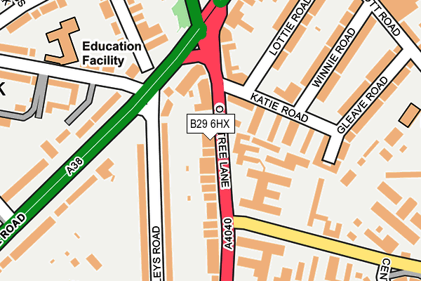 B29 6HX map - OS OpenMap – Local (Ordnance Survey)