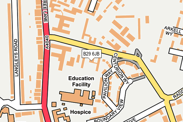 B29 6JB map - OS OpenMap – Local (Ordnance Survey)
