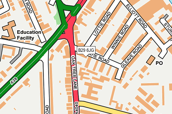 B29 6JG map - OS OpenMap – Local (Ordnance Survey)